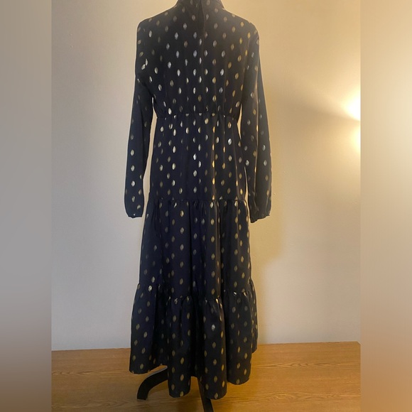 SHEIN Black & Gold Brush Dot Dress w/ Ruffled Bottom - Picture 2 of 5